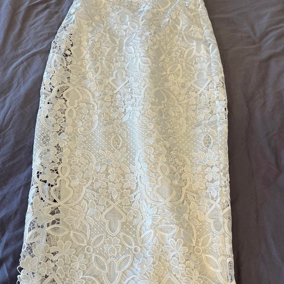 Badgley Mischka - Strapless guipure lace midi dress - Size 2 - Picture 4 of 7
